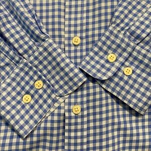 Peter Millar Gingham Cotton L/S Button Down Shirt Blue Size Medium